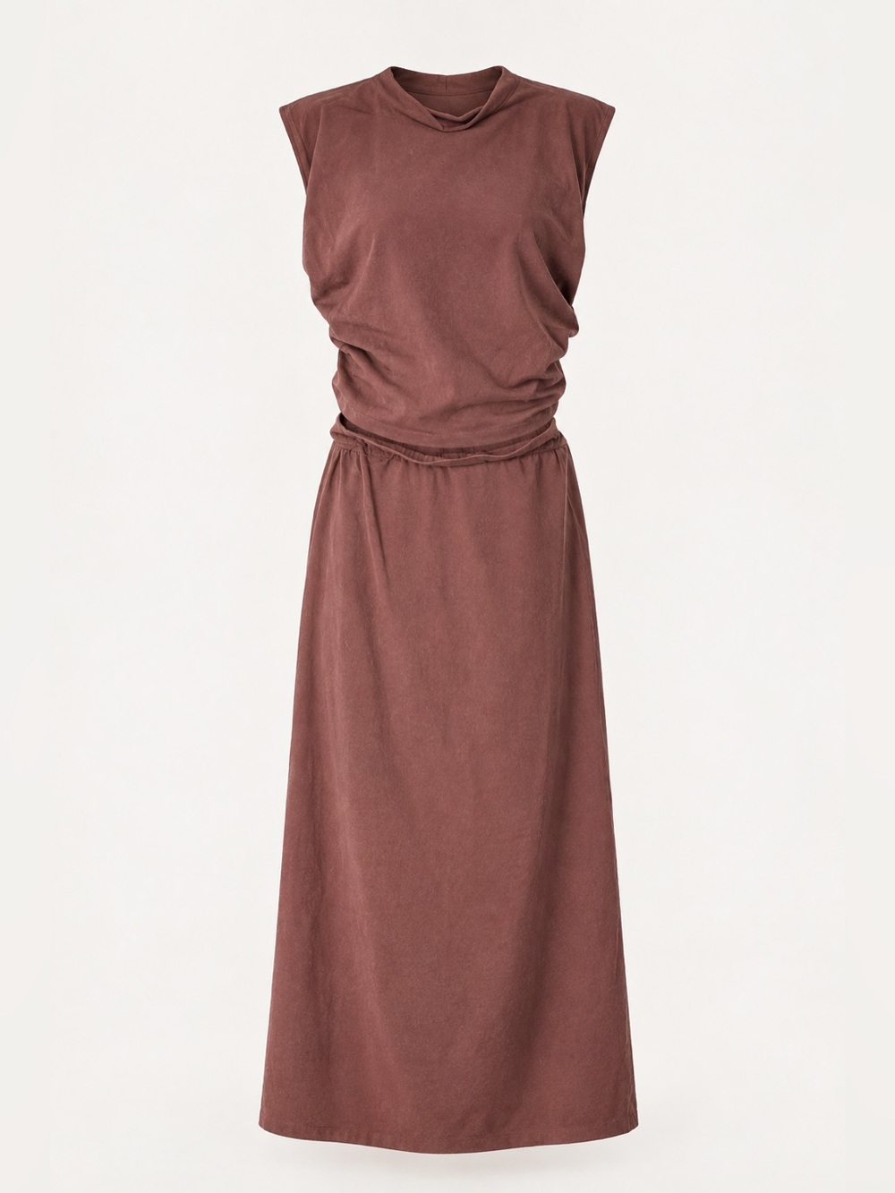 Reformation Brown 2-Piece Jersey Cotton Cowl Neck Top Maxi Skirt  Matching Set S